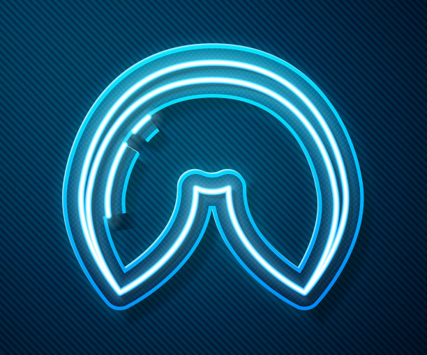 发光的霓虹灯线中国幸运饼干图标孤立在蓝色背景。亚洲的传统。矢量图图片下载