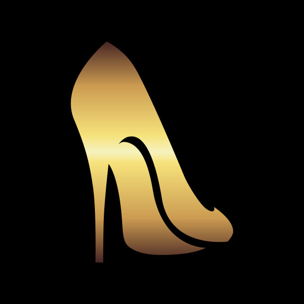 金色高跟鞋标志上的黑色背景图片下载