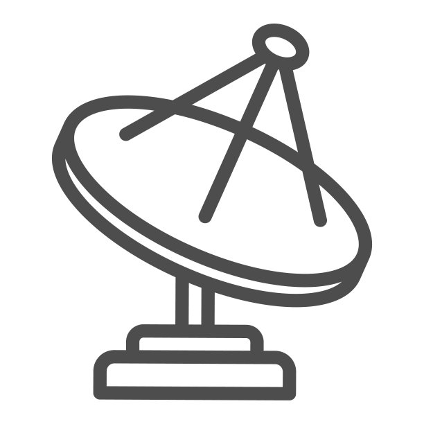 射电望远镜线性图标，白色背景上的卫星天线符号图片下载