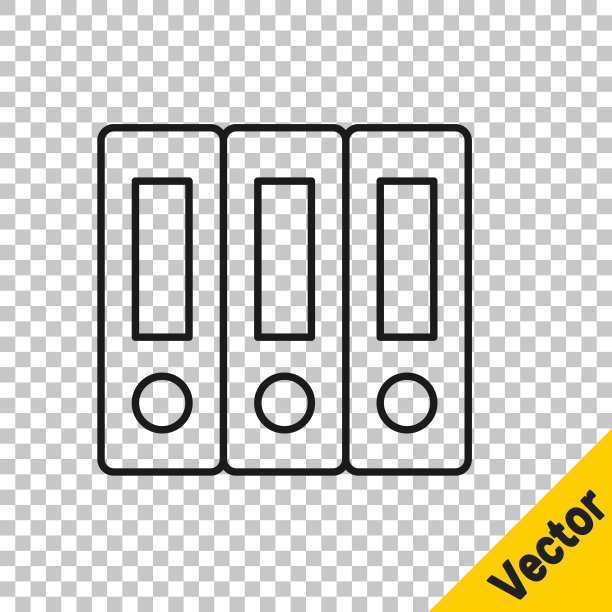 黑色线条的办公室文件夹与文件图标隔离在透明的背景。办公室的绑定。档案文件夹的迹象。矢量图图片下载
