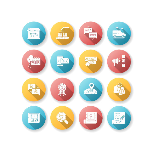 社交媒体故事平面设计长影字形图标集图片下载