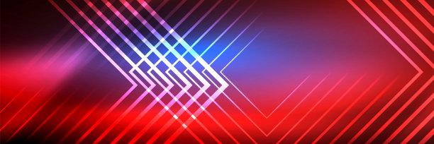 闪亮的霓虹灯发光的技术线，高科技未来抽象的背景模板与方形形状图片下载