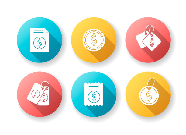 价格标签平面设计长影子字形图标集图片下载