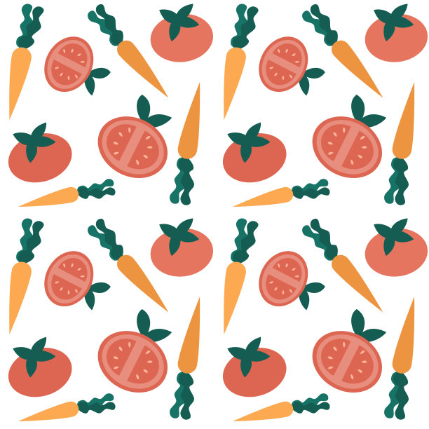 可爱的无缝矢量图案背景插图西红柿和胡萝卜图片下载