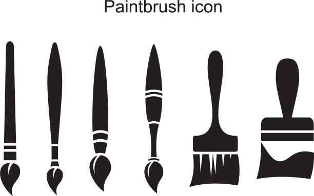 油漆刷图标符号平面图形和网页图片下载