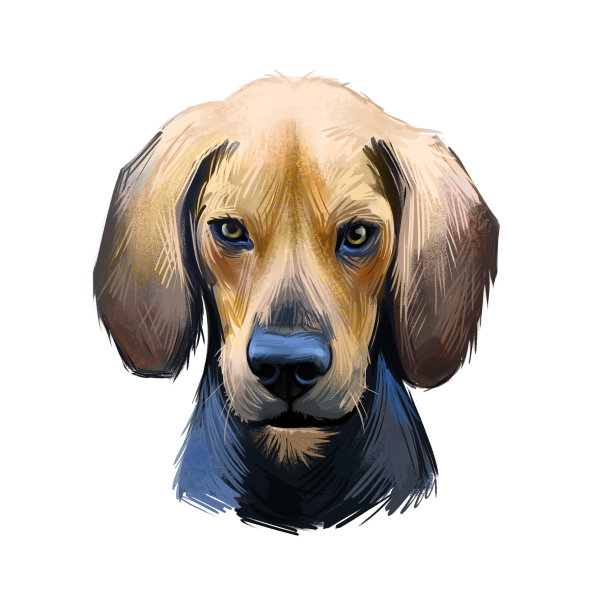 克里比格，波卡丹ciarraoch狗数字艺术插图孤立在白色背景。爱尔兰血统的寻猎犬。宠物手绘肖像。网页印刷的图形剪辑艺术设计。图片下载