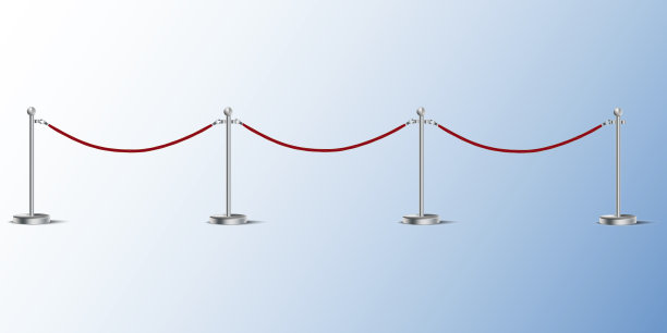 用绳子做成的障碍物。VIP人员安全红线入口处有栅栏。矢量图像。股票的照片。图片下载