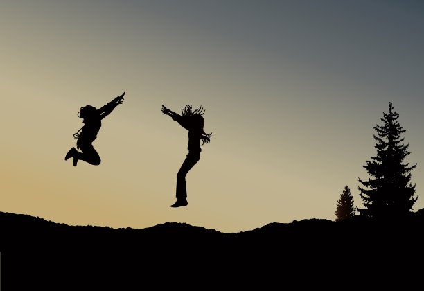 跳高女孩的剪影图片下载