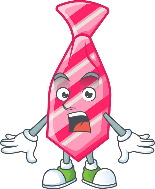 粉色条纹领带卡通上惊讶的手势图片下载