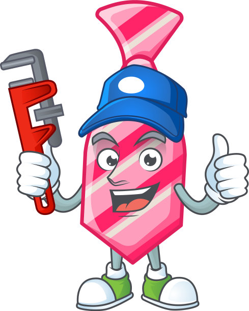 酷水管工粉色条纹领带吉祥物图片图片下载