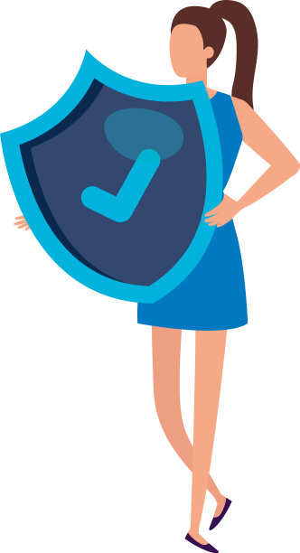 商界女性与盾牌孤立的图标图片下载