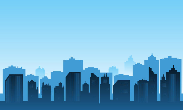 城市剪影与许多高楼大厦图片下载