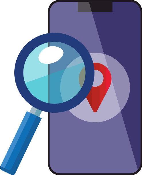 智能手机和lupe内部有孤立的GPS标记图片下载