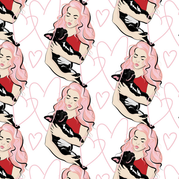 图案与手绘女孩图片下载