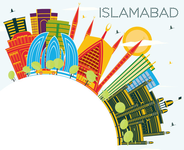 巴基斯坦伊斯兰堡城市天际线的颜色图片下载