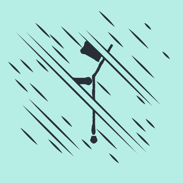 黑色拐杖或拐杖图标孤立在绿色上图片下载