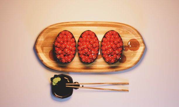 日式料理。三维渲染图片下载