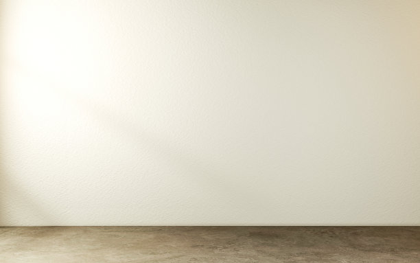 混凝土地板上的白色墙壁。三维渲染图片下载