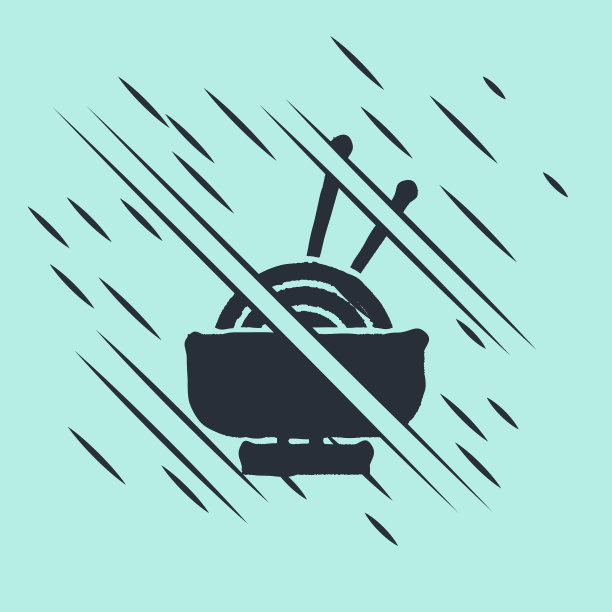 黑色亚洲面条在碗和筷子图标图片下载