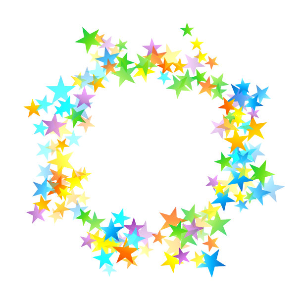 彩虹喜庆五彩缤纷，星光飘洒图片下载