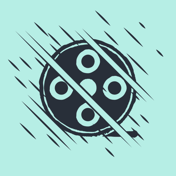 黑色胶片卷轴图标孤立在绿色背景上图片下载