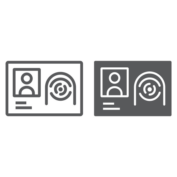 生物识别身份证线和字形图标技术图片下载