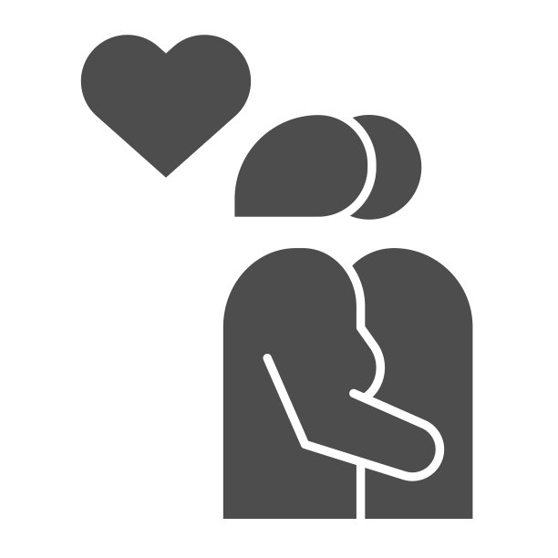 一对实心偶像接吻剪影情侣接吻图片下载