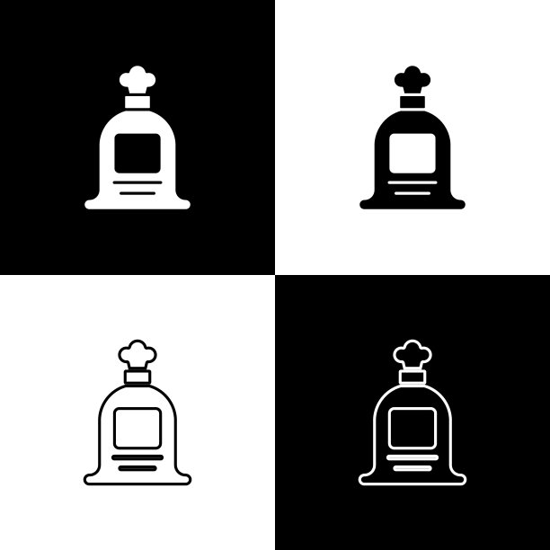 设置完整的袋图标隔离在黑色和白色的背景。向量图片下载