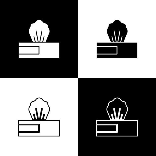 设置湿擦包图标隔离在黑色和白色背景。向量图片下载