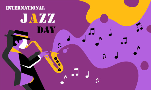 扁平的国际爵士日背景图片下载
