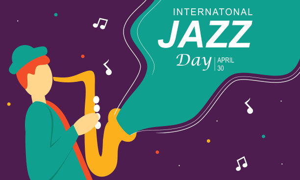 扁平的国际爵士日背景图片下载