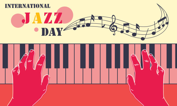 扁平的国际爵士日背景图片下载
