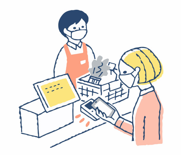 在超市收银台进行无现金支付的妇女图片下载