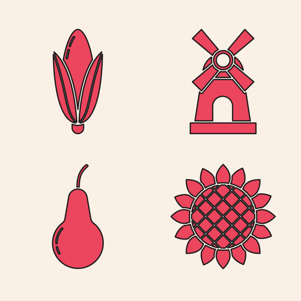 设置向日葵、玉米、风车和梨的图标图片下载