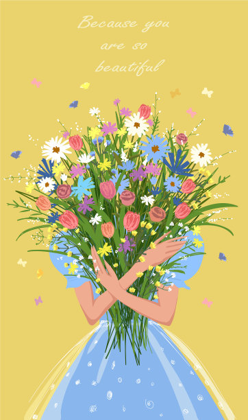 手里拿着一束花的女孩图片下载