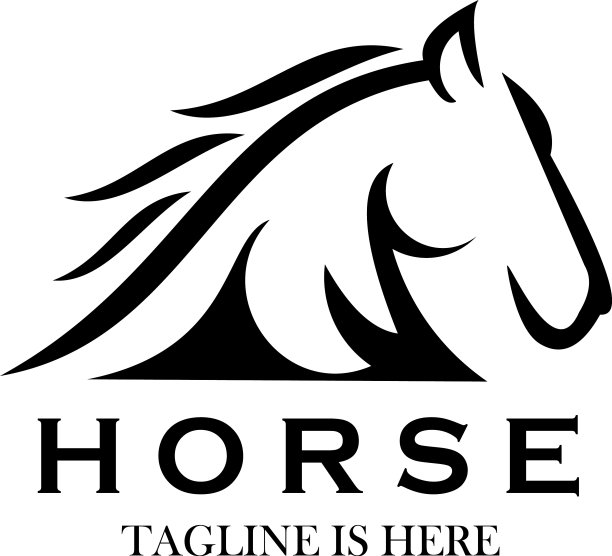 黑白标志马头上的白色图片下载