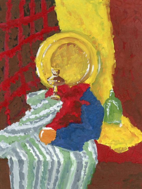 水粉画静物与花瓶图片下载