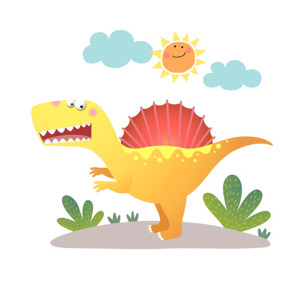 矢量插图的卡通棘龙恐龙在白色的背景。图片下载
