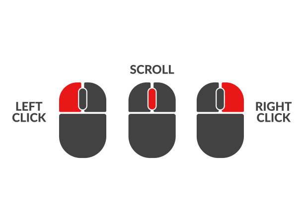 鼠标左键和右键单击演示设置为教程。活动鼠标按钮右，左，滚动点击图片下载