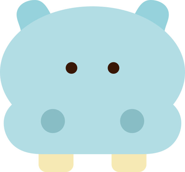 可爱的河马卡通平面风格图标设计图片下载