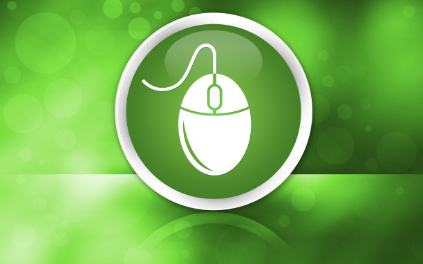 鼠标图标premium光滑按钮孤立在抽象的亮绿色背景上图片下载