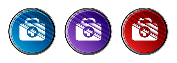 急救包图标自然天光圆形按钮设置条纹线插图图片下载