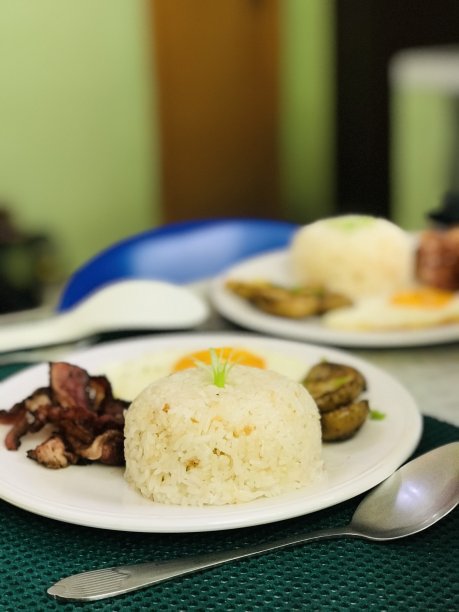 炒饭和牛肉培根图片下载