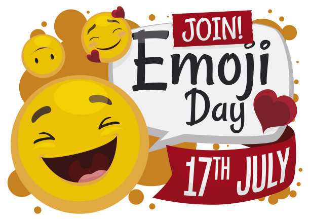 表情符号、演讲气球和丝带都准备好迎接7月的生日了图片下载