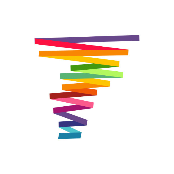 彩色龙卷风标志符号孤立，抽象飓风标志符号，台风矢量插图图片下载