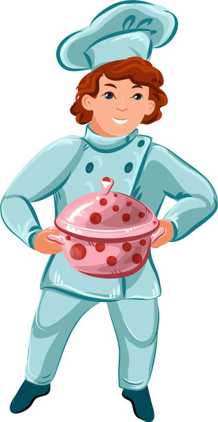 快乐的厨师长捧着一个粉红色的男厨师长图片下载