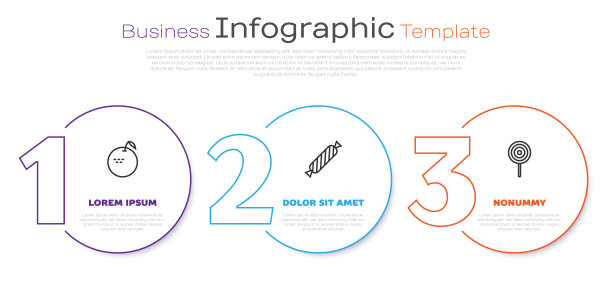 设置苹果，糖果和棒棒糖。业务信息模板。向量图片下载