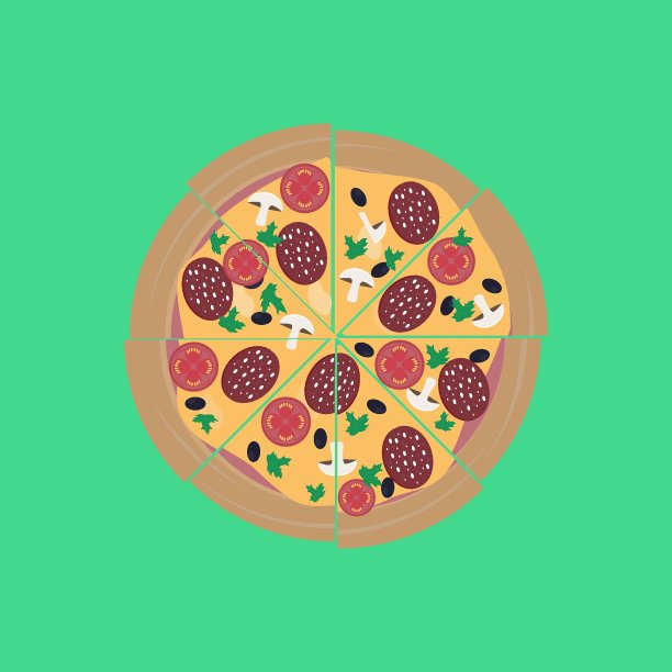 经典的披萨，适合任何用途。意大利菜。经典的集合。厨房图标套装。图片下载