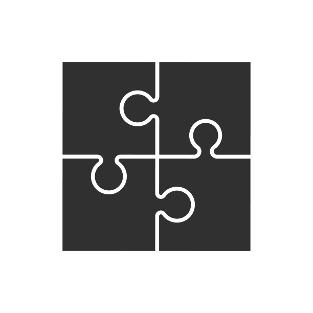 七巧板拼图片平面图标符号。群控连接标志标志。矢量插图形象。孤立在白色背景上。图片下载