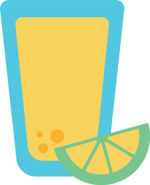 孤立的饮料玻璃与柠檬平风格图标图片下载